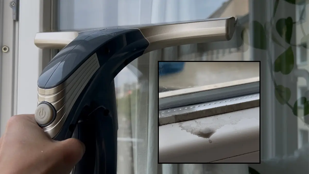 Der Beldray-Fenstersauger hat Probleme mit den Ecken und Kanten der Fenster.