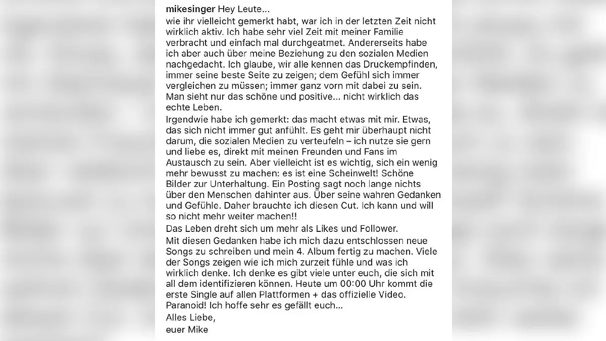 Mike Singers emotionales Statement