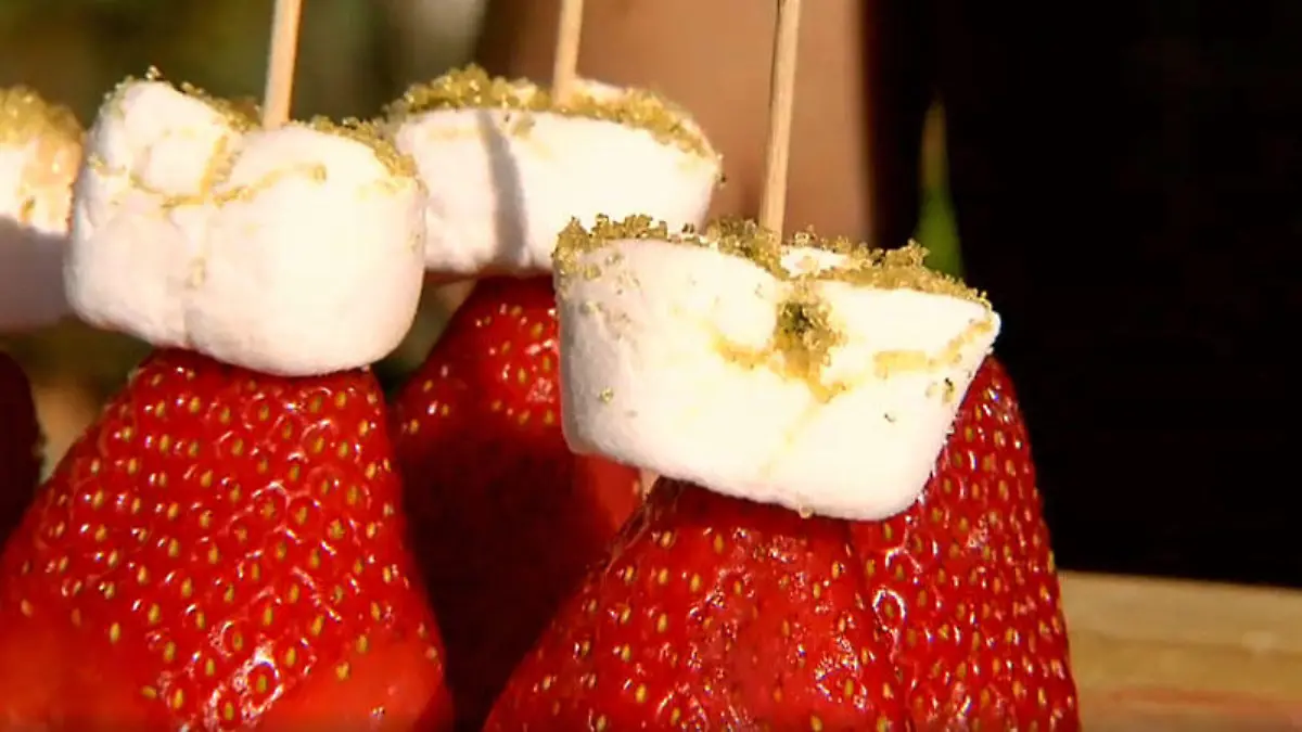 Minzzucker-Marshmallow-Erdbeer-Spieße