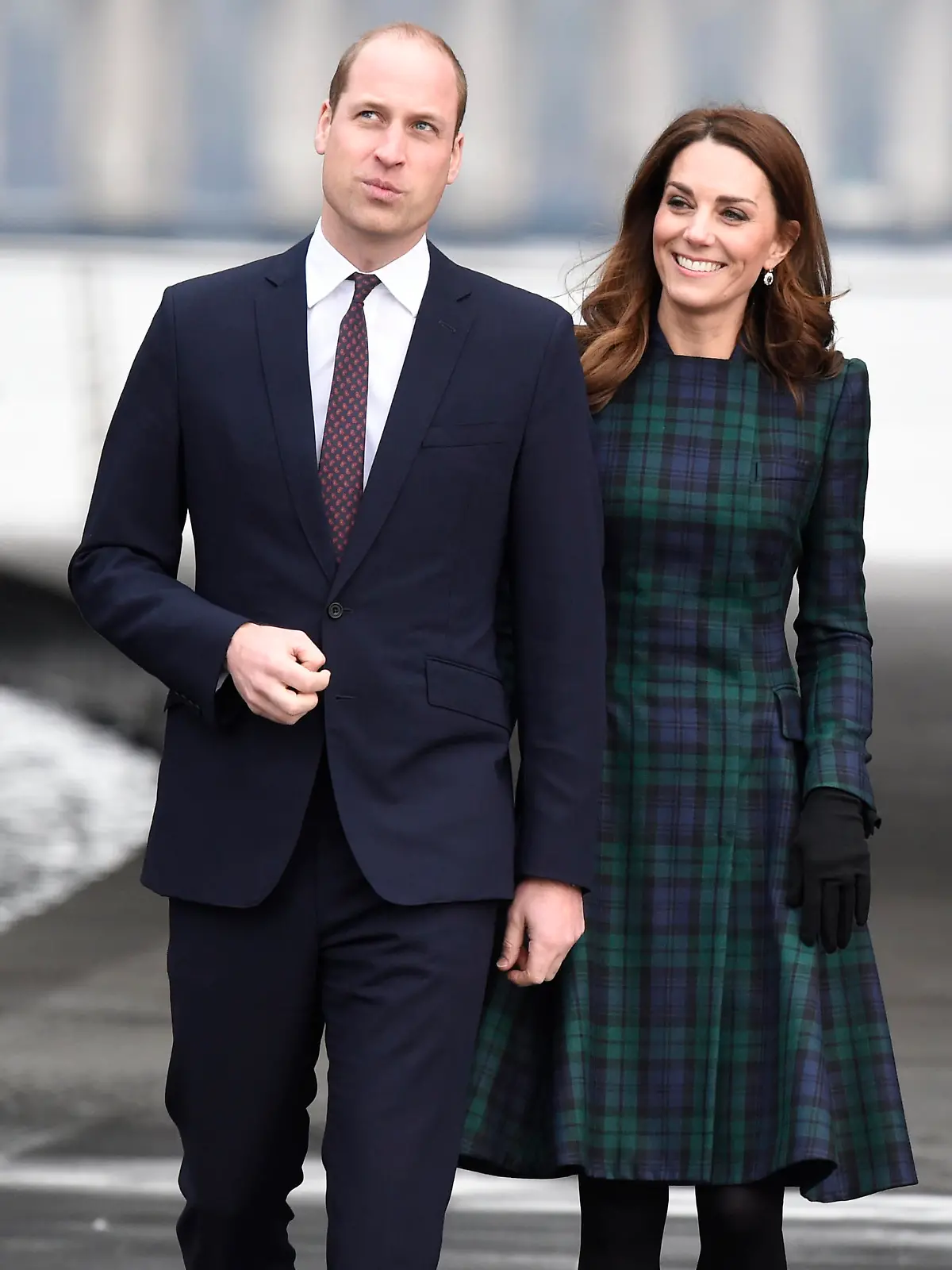 ARCHIV - 29.01.2019, Großbritannien, Dundee: Prinz William und Kate, der Herzog und die Herzogin von Cambridge, kommen im V&A Design-Museum in Dundee an. Die Royals eröffneten damals das Museum offiziell. (Zu dpa "Prinz William und Kate telefonieren mit Klinik-Mitarbeitern") Foto: Ian Rutherford/PA Wire/dpa +++ dpa-Bildfunk +++