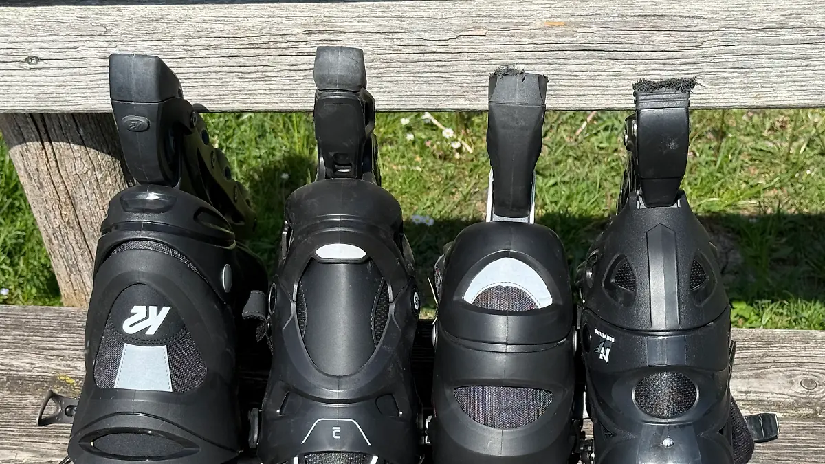 Zum Vergleich: die Gummibremse des Raven Pulse 2‑in‑1 ganz rechts hat nach dem Test ein deutlich abgefahreneres Profil
