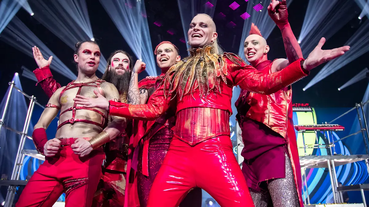Lord Of The Lost ("Blood & Glitter") feiern. ESC-Vorentscheid / Unser Lied fuer Liverpool, am 03.03.2023, MMC-Studios, Koeln. ?