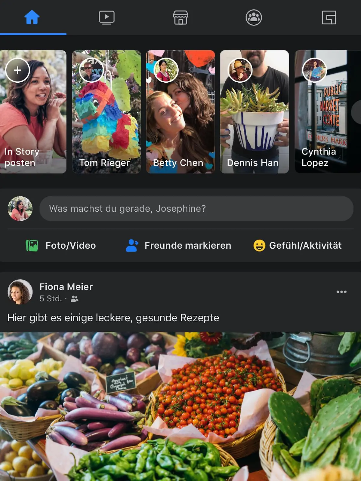 Browser-Version von Facebook im Dark Mode