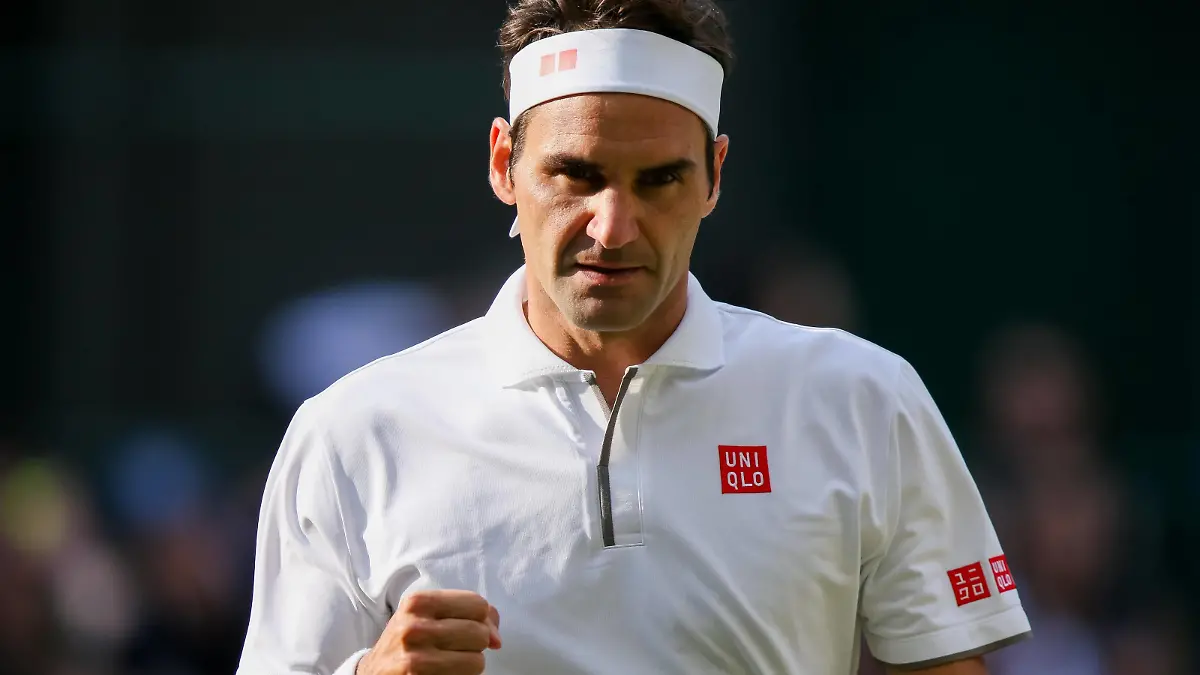  Roger Federer of Switzerland during the men s singles semi-final match of the Wimbledon Lawn Tennis Championships against Rafael Nadal of Spain at the All England Lawn Tennis and Croquet Club in London, England on July 12, 2019. PUBLICATIONxINxGERxSUIxAUTxHUNxONLY 107843467