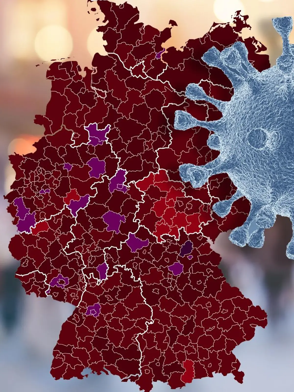 Deutschlandkarte mit Coronavirus