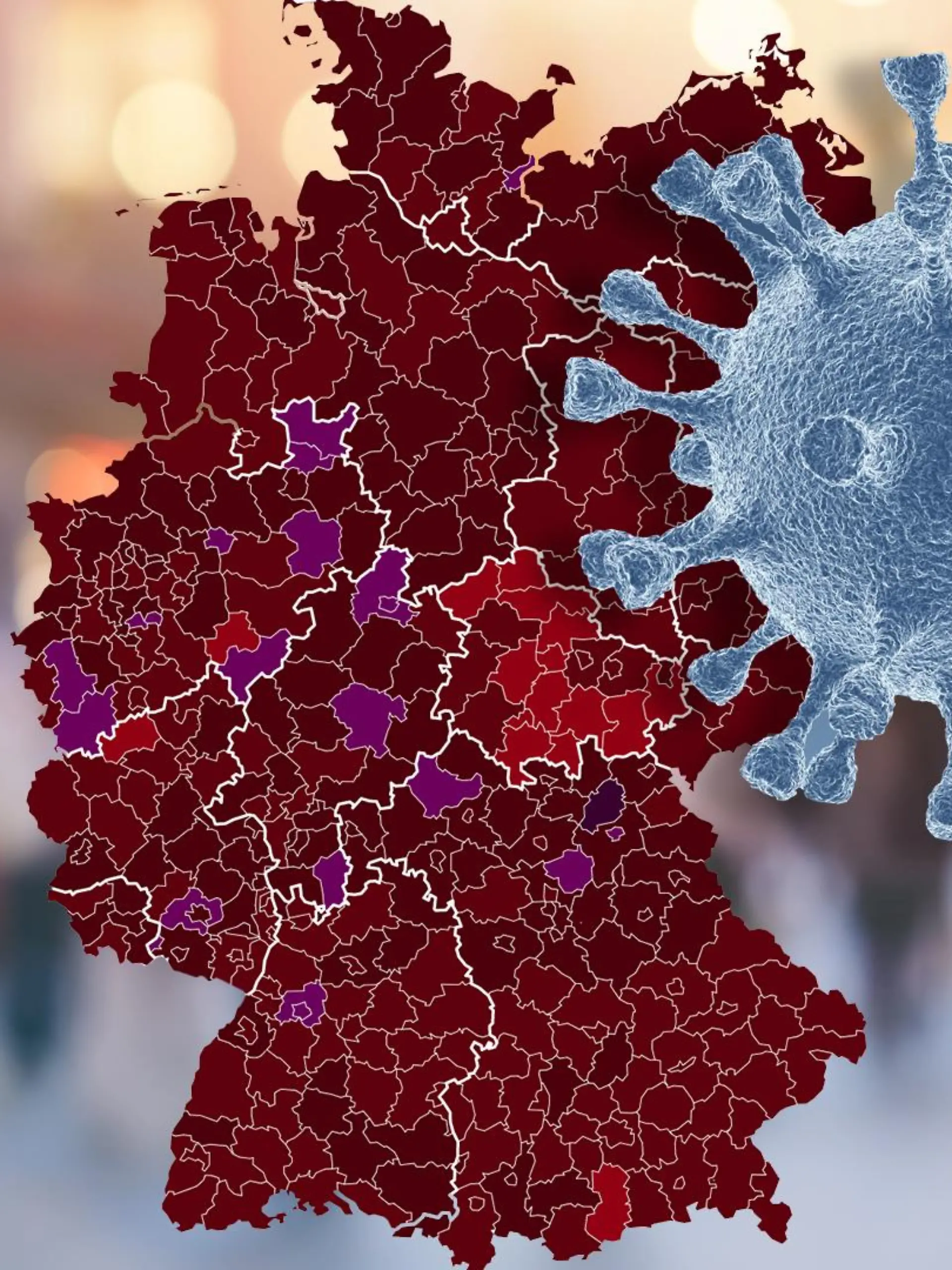 Deutschlandkarte mit Coronavirus