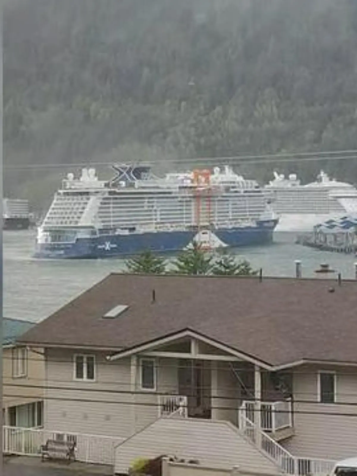 Gigantisches Kreuzfahrtschiff treibt auf dem Wasser