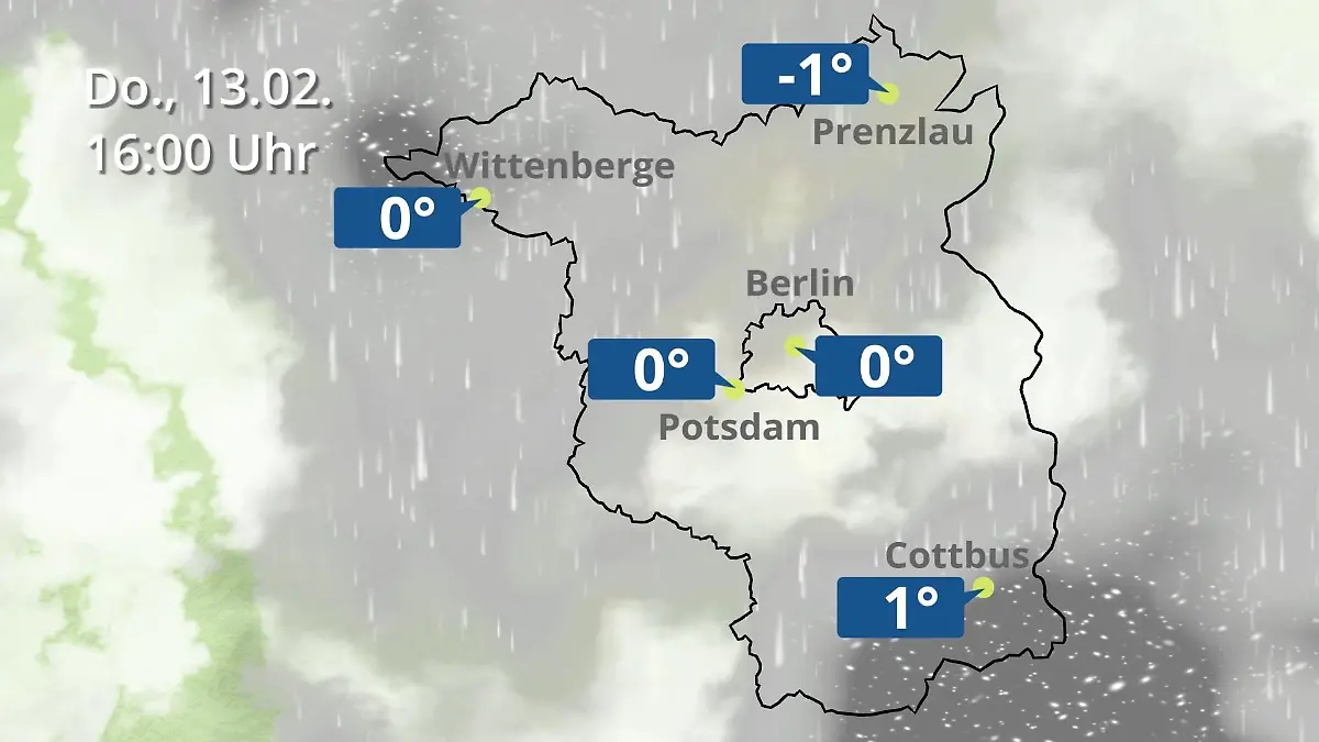 Regen- und Wolkenfilm für Potsdam, Cottbus und Wittenberge Berlin und Brandenburg: Wie wird das Wetter?
