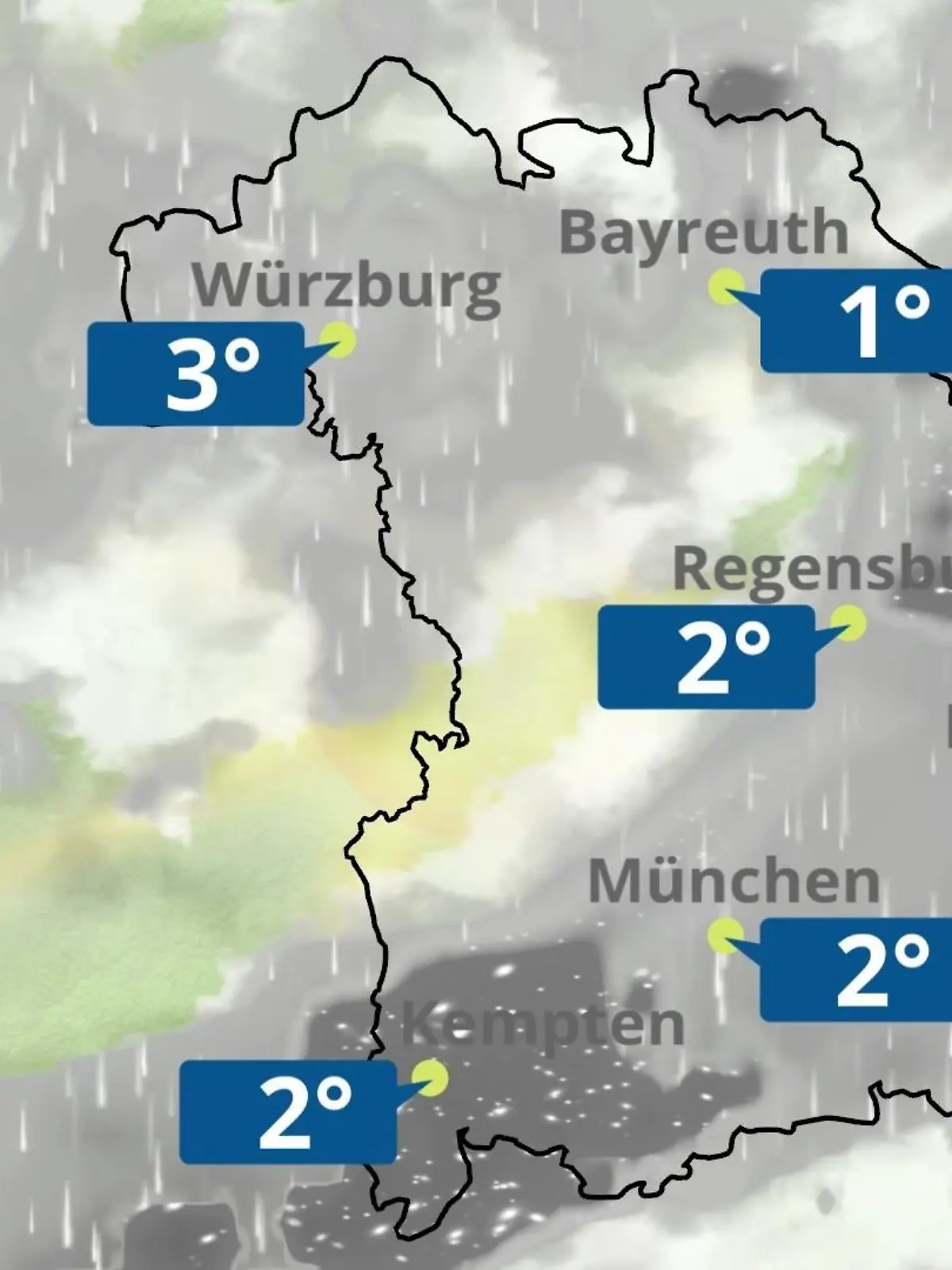 Bild zu: "Regen- und Wolkenfilm für München, Regensburg und Würzburg"