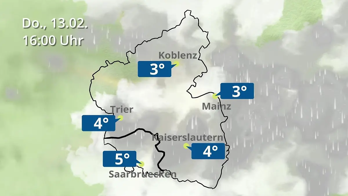 Regen- und Wolkenfilm für Mainz, Koblenz und Trier Rheinland-Pfalz, Saarland: Wie wird das Wetter?
