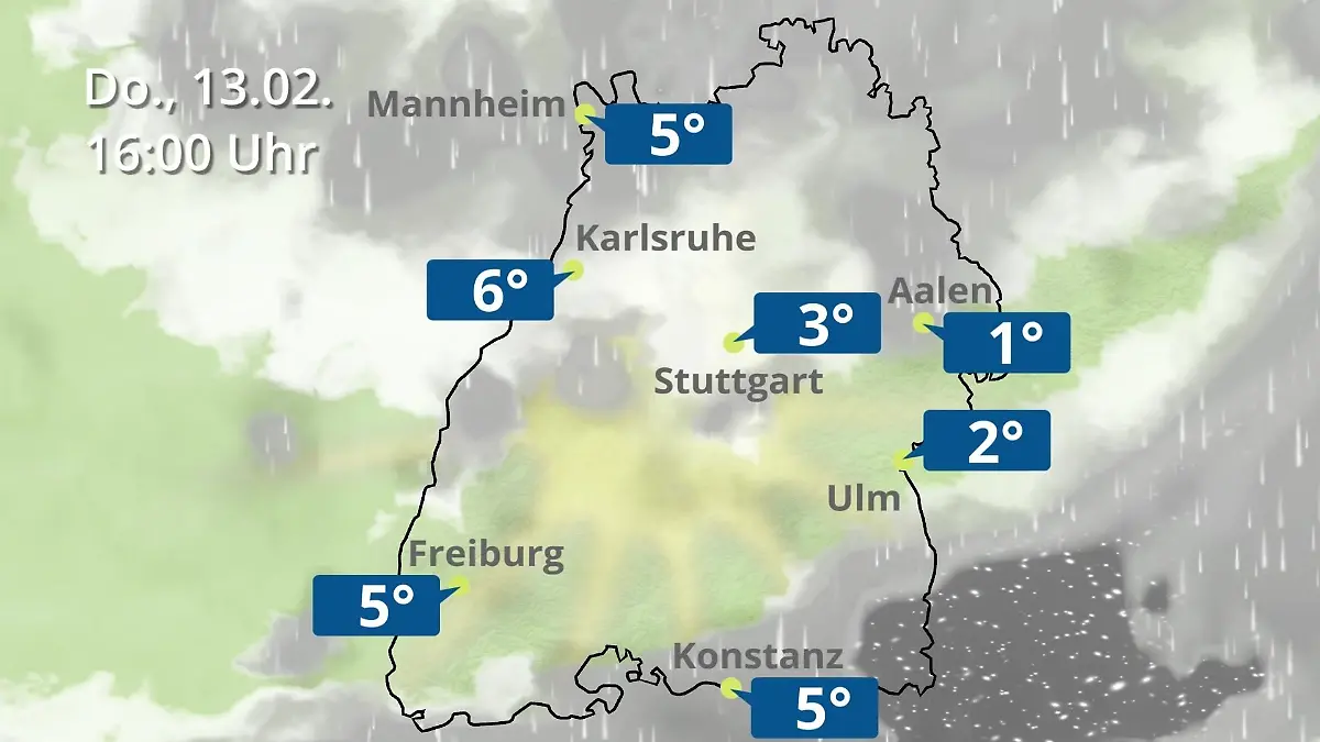 Regen- und Wolkenfilm für Stuttgart, Mannheim und Karlsruhe Baden-Württemberg: Wie wird das Wetter?