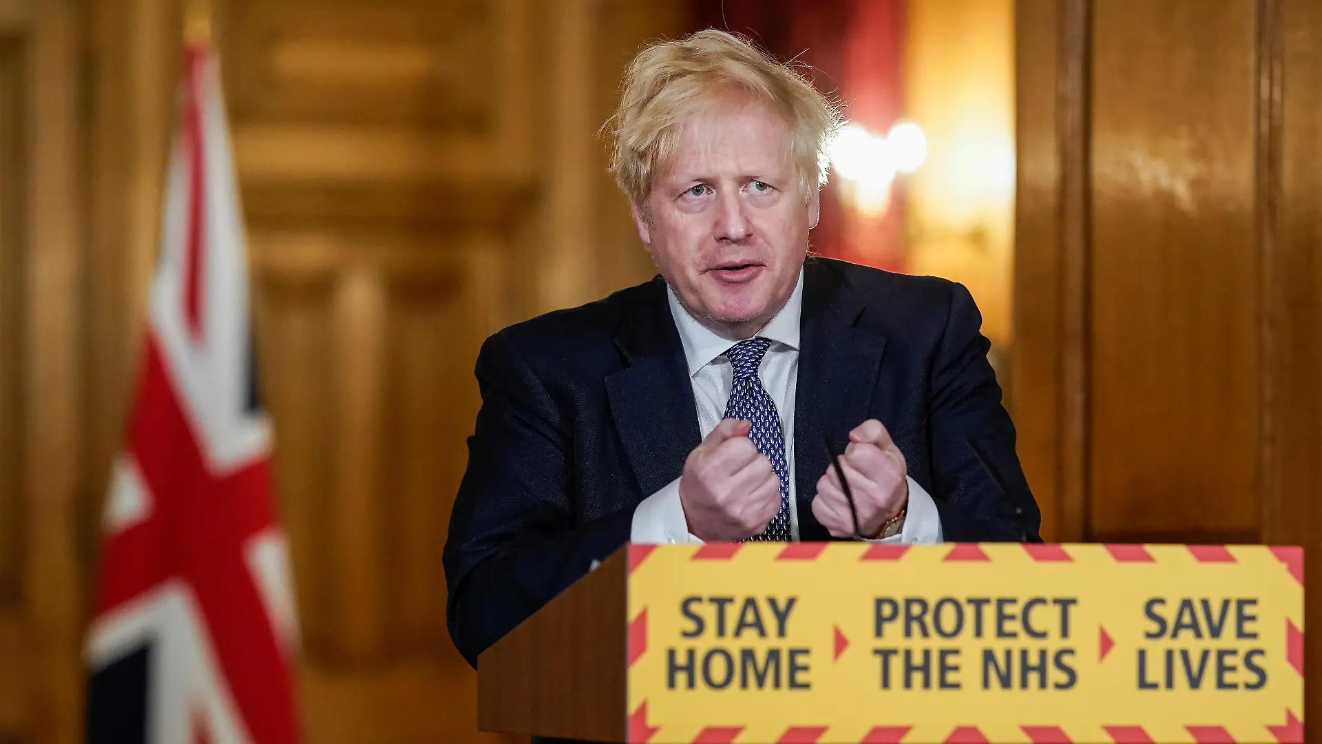 Britain's Prime Minister Boris Johnson speaks during a daily news conference to update on the coronavirus disease (COVID-19), at 10 Downing Street in London, Britain April 30, 2020. Andrew Parsons/No 10 Downing Street/Handout via REUTERS THIS IMAGE HAS BEEN SUPPLIED BY A THIRD PARTY. NO RESALES. NO ARCHIVES. THIS IMAGE IS FOR EDITORIAL USE PURPOSES ONLY. THE IMAGE CAN NOT BE USED FOR ADVERTISING OR COMMERCIAL USE. THE IMAGE CAN NOT BE ALTERED IN ANY FORM.