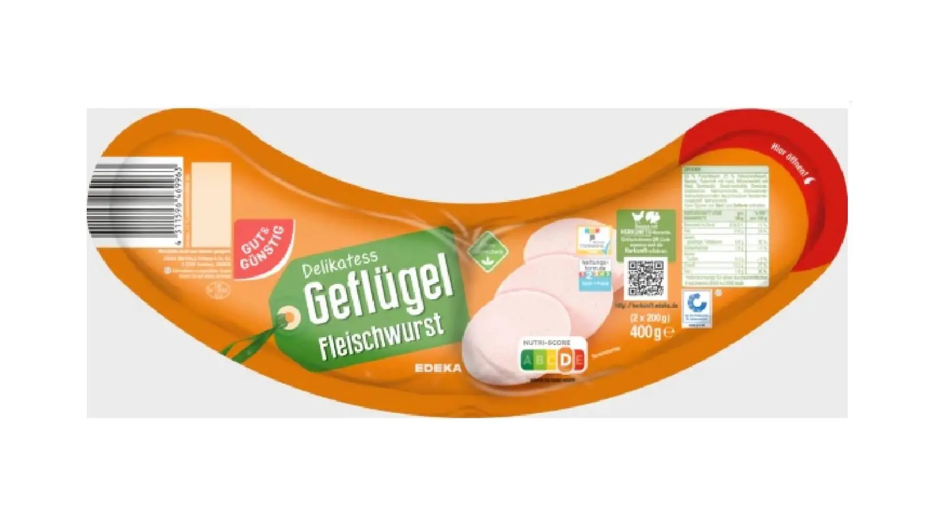 Die „Gut&Günstig Delikatess Geflügel-Fleischwurst” wird zurückgerufen.