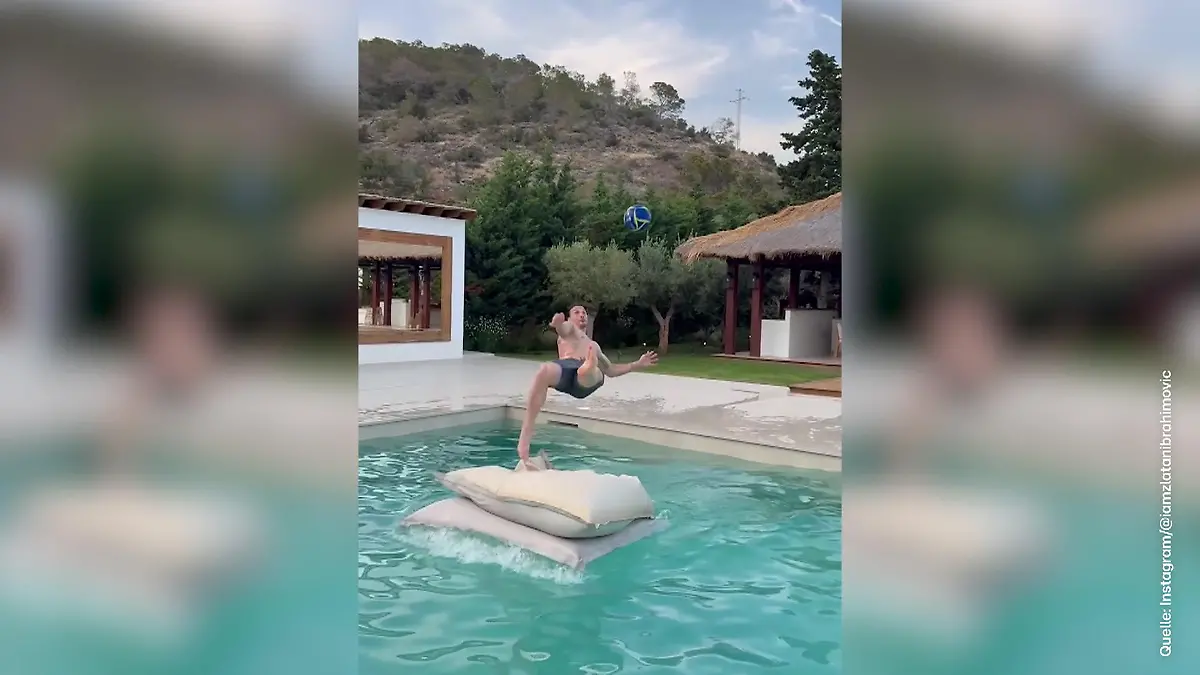 Ibrakadabra! - Zlatan grüßt mit irrem Fallrückzieher aus dem Urlaub Fußball-Gott mit 43 Jahren!