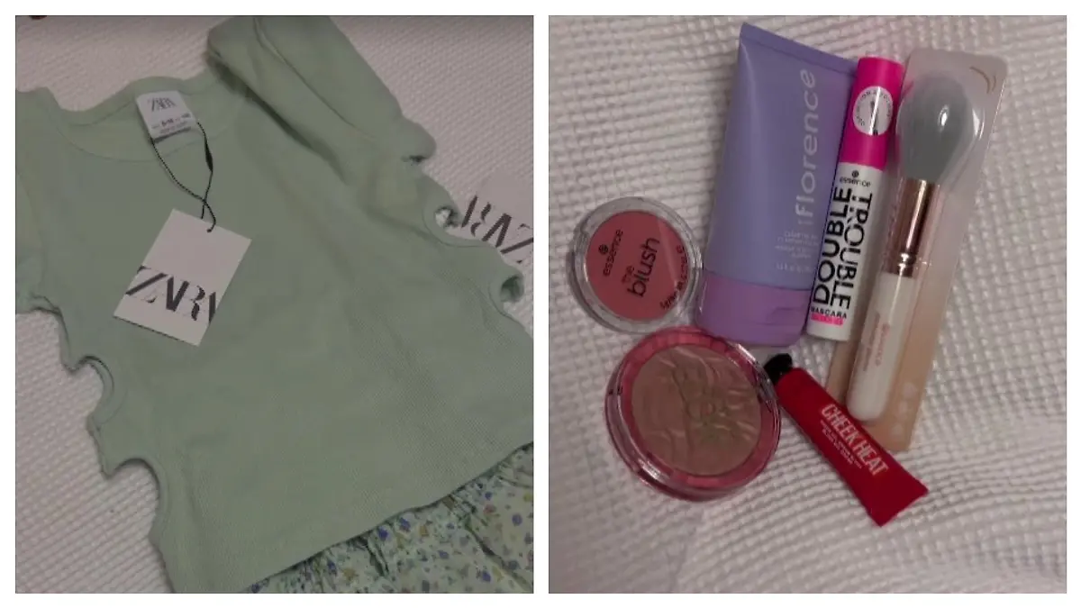 Amelia Stark, die Tochter von Kim Gloss, präsentiert stolz ihre Shopping-Ausbeute.