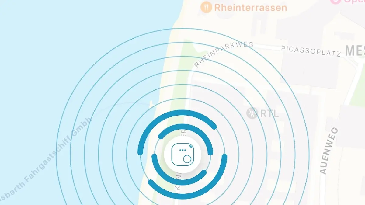 App mit Näherungsradar des Trackers.