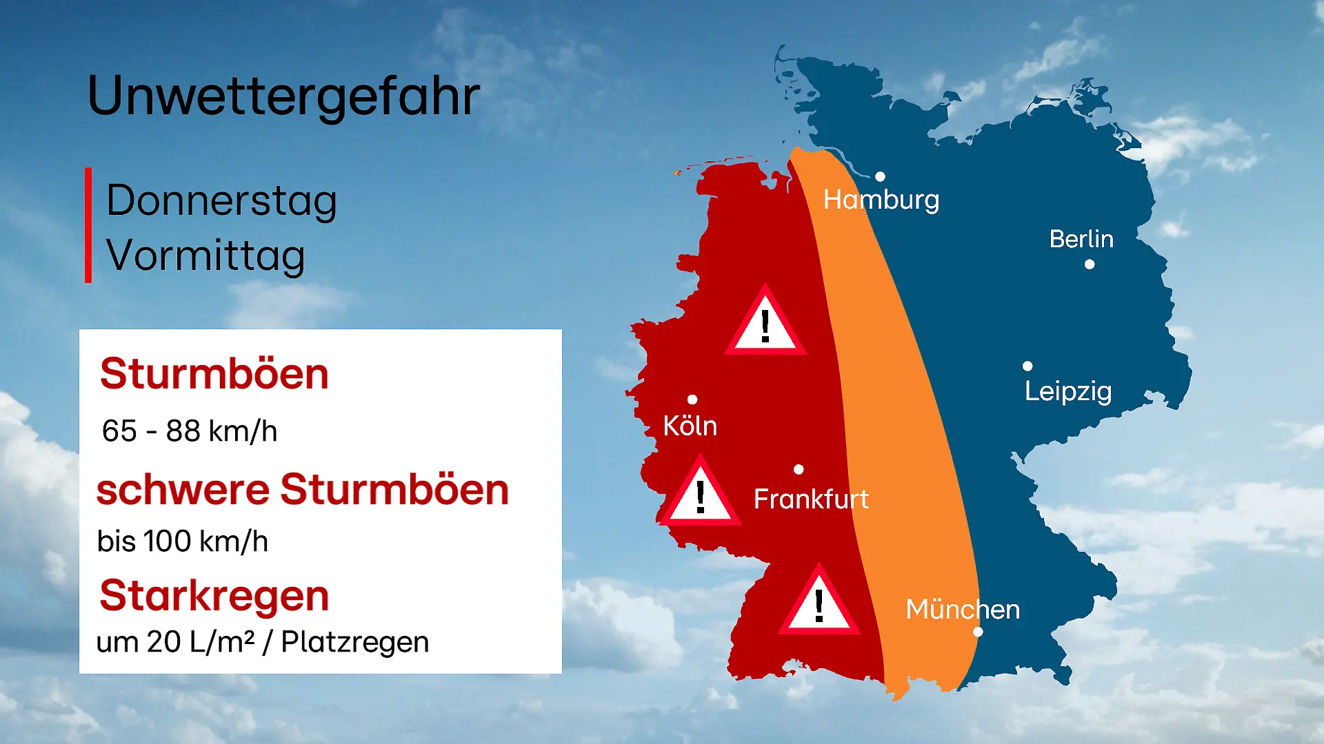 Vormittags ist insbesondere der Westen betroffen.