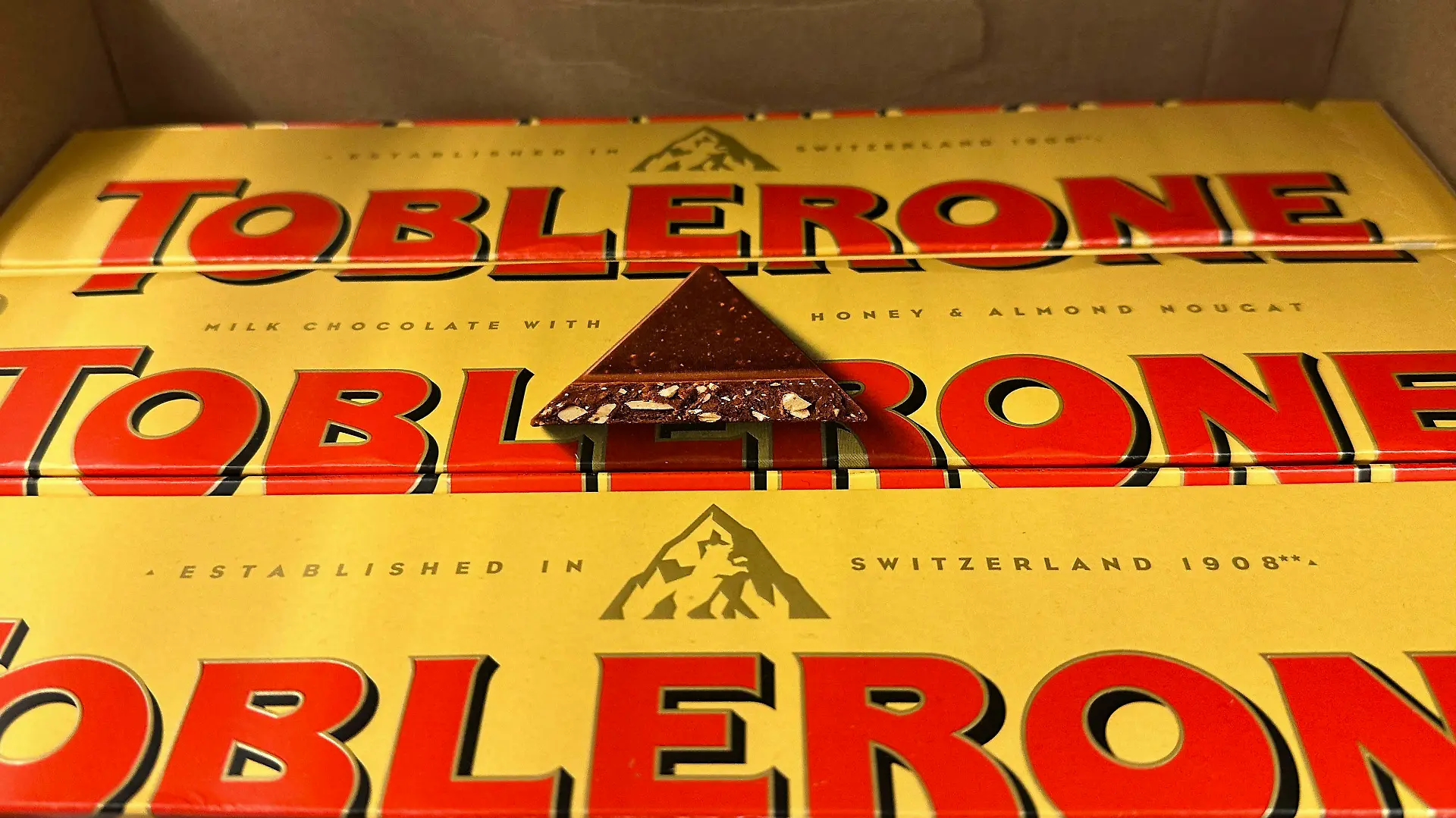 Toblerone without the Matterhorn. This is due to the fact that part of the production line has been moved abroad. In July 2023, Switzerland's most famous mountain will no longer be able to adorn the packaging of the iconic chocolate bar. It will disappear from the packaging, as the small triangular bar will no longer be produced exclusively in Switzerland. March 04 2023.//FRANCOISGLORIESCOM_FRANCOISGLORIESCOM_GLORIES0165/Credit:Francois Glories/SIPA/2303051214