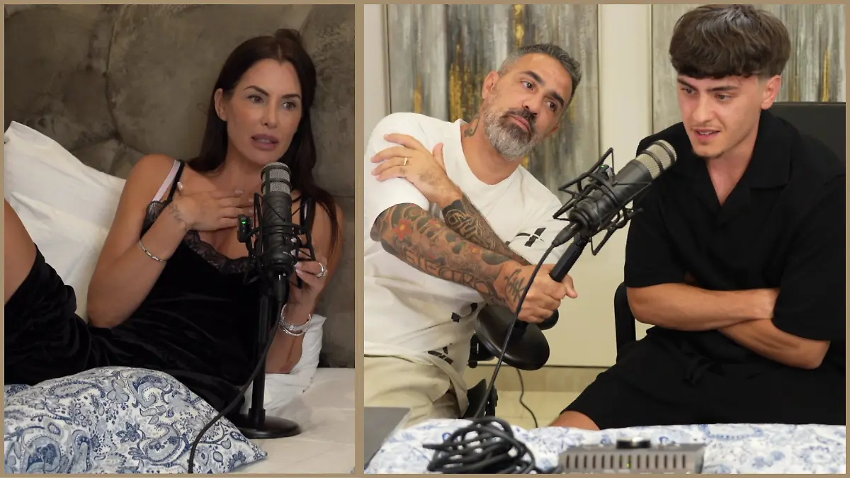 Anna-Maria Ferchichi mit Bushido und ihrem Sohn Montry bei der Podcast-Aufzeichnung