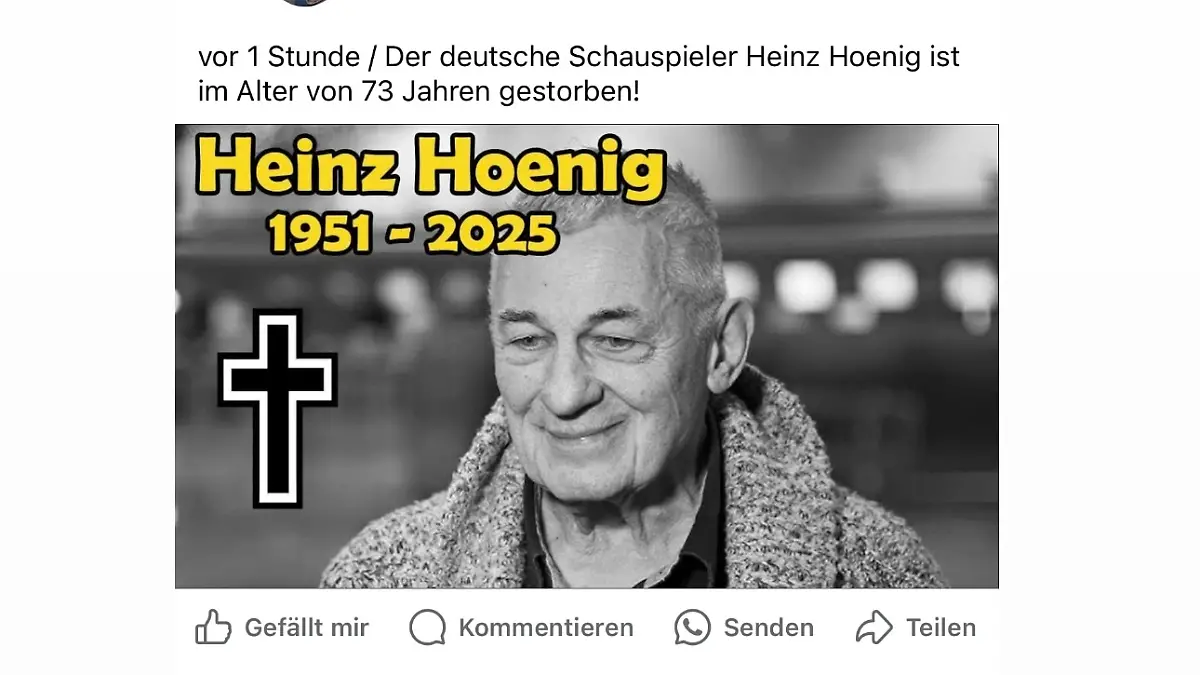 Fiese Fake-News: Bei Facebook taucht eine Todesmeldung zu Heinz Hoenig auf.