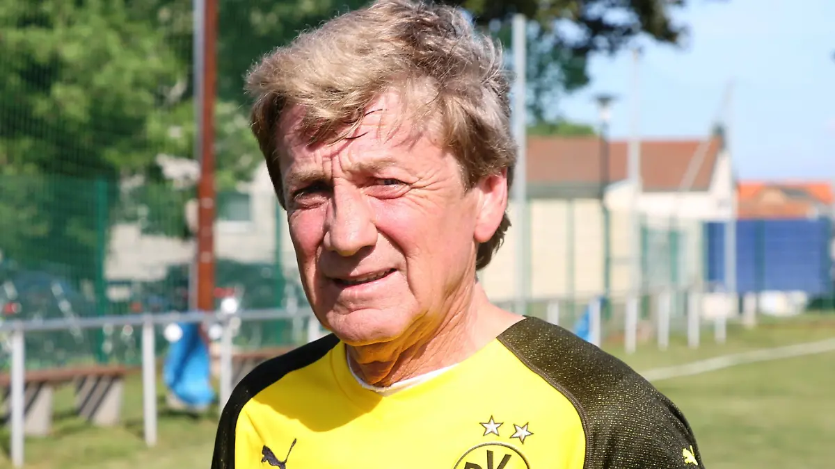 Frank Mill, ehemaliger Stürmer u. a. bei Borussia Dortmund, Borussia Mönchengladbach und Rot-Weiss Essen, auf einem Bild aus dem Jahr 2018