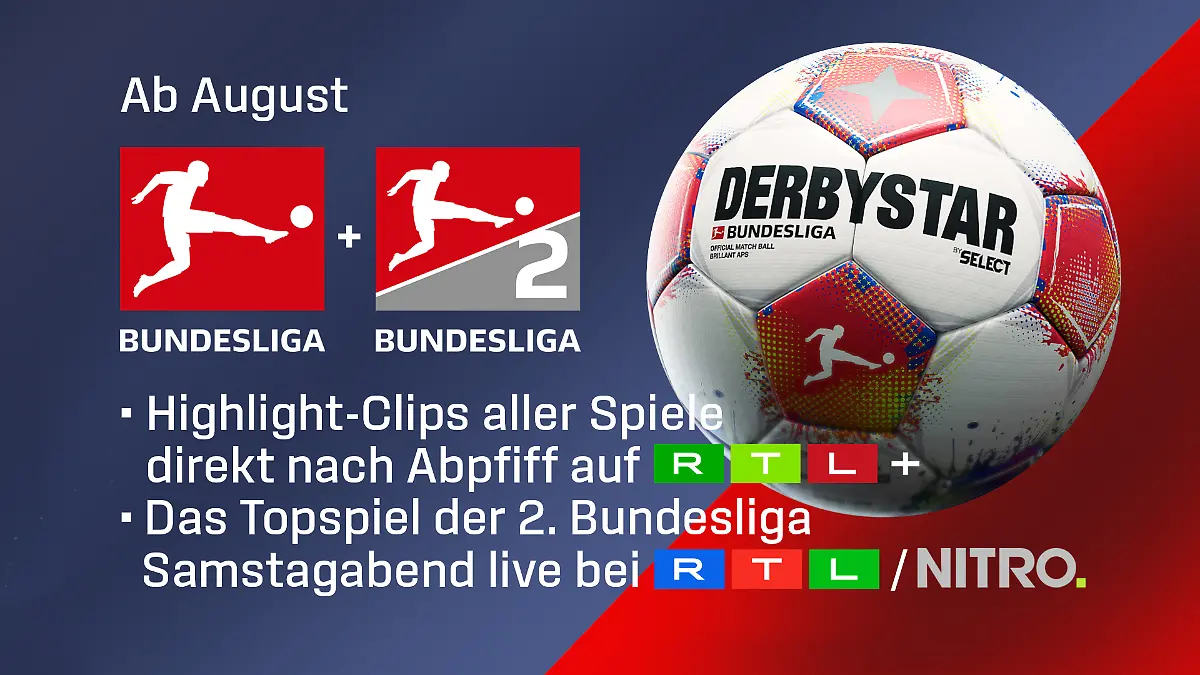 Highlight-Clips aller Spiele der 1. und 2. Fußball-Bundesliga direkt nach Abpfiff auf RTL+ 