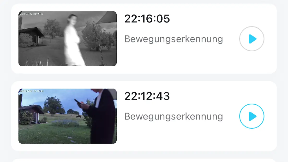 Gespeichertes Material in der App. 