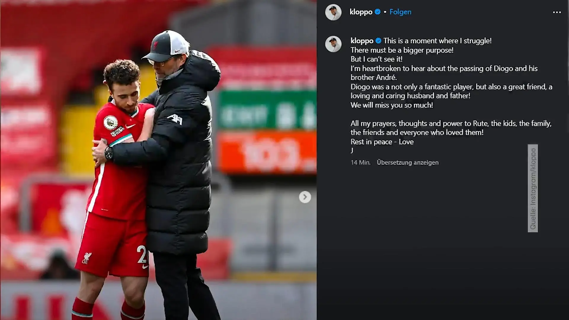 Jürgen Klopp trauert um Ex-Spieler Diogo Jota Wir werden dich Vermissen!