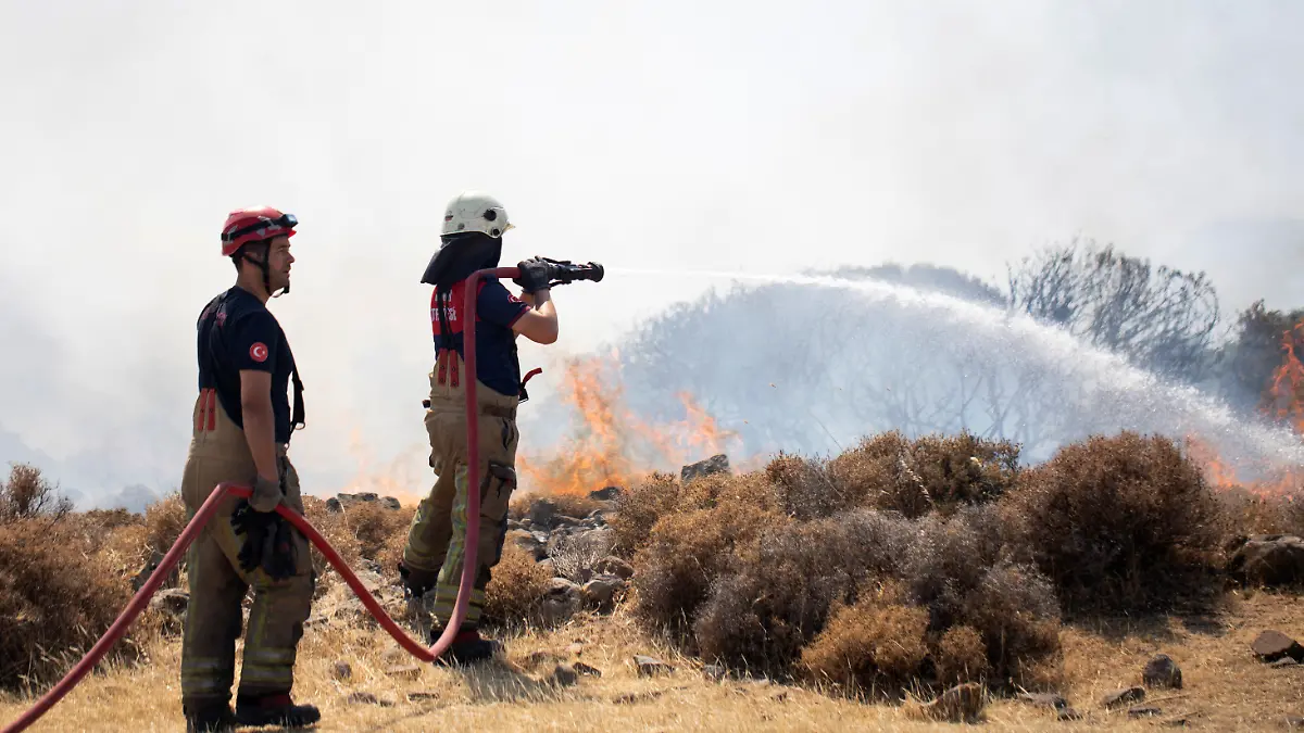 Feuerwehrleute löschen Flammen in der Türkei.