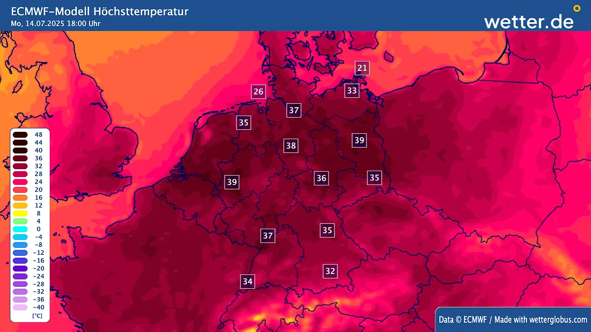 Geht es nach dem europäischen Wettermodell, dann wird es wieder extrem heiß.