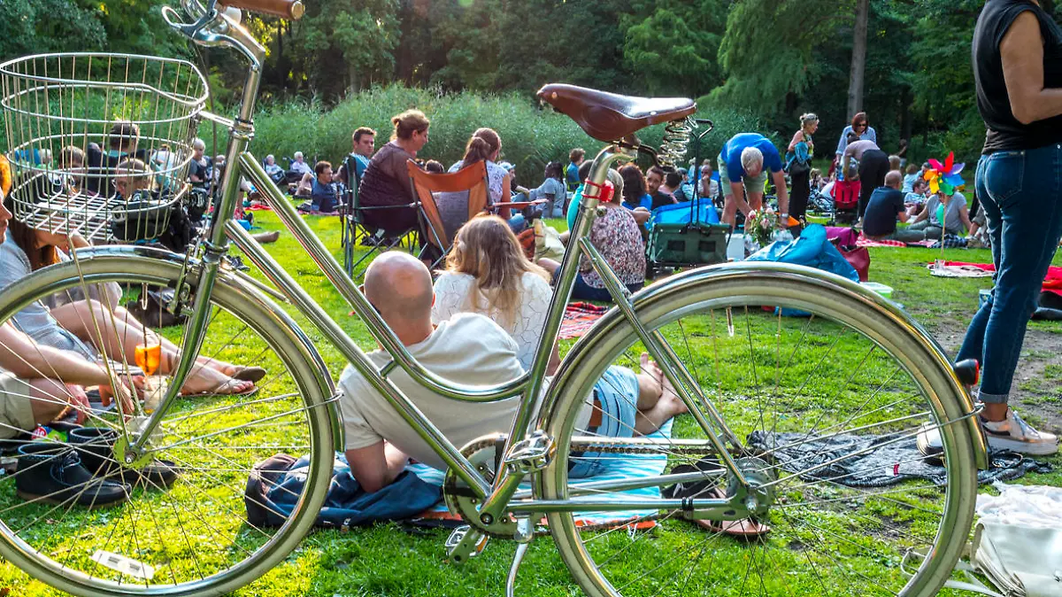 Berlin, Germany;People are lying in the grass and talking to each other in Tiergarten, Berlin. Every weekend in the summer people gather in the Tiergarten park for a picknick and listening to music.