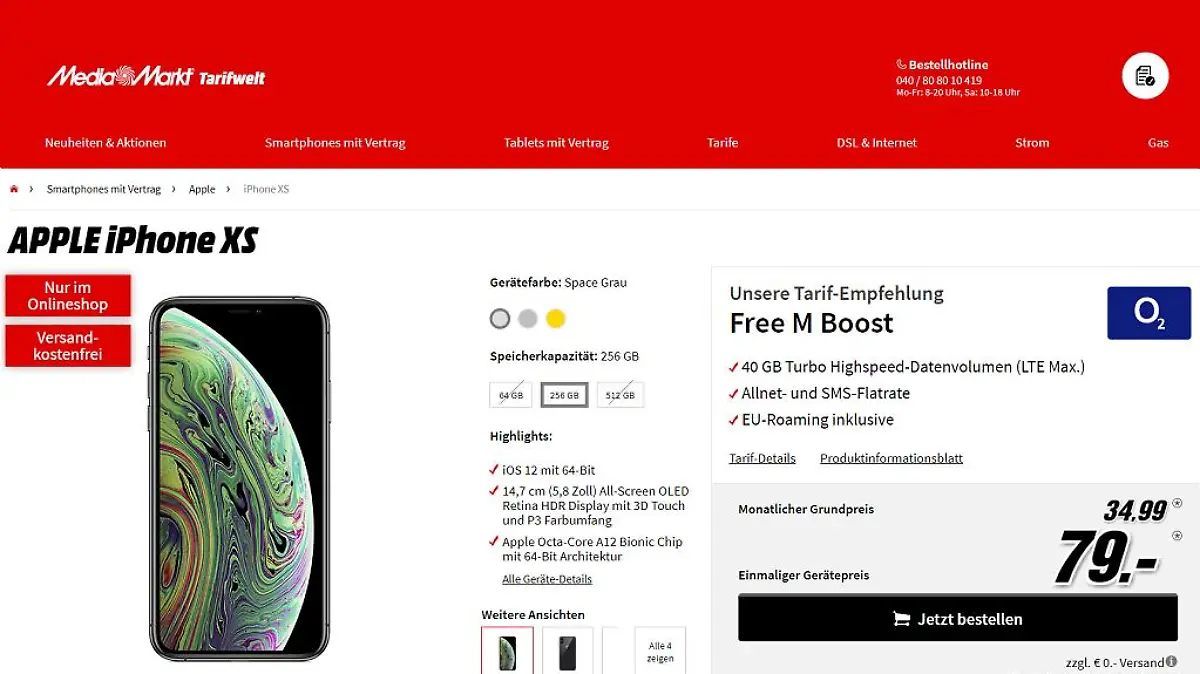 Tarif-Bundle: iPhone XS + Tarif