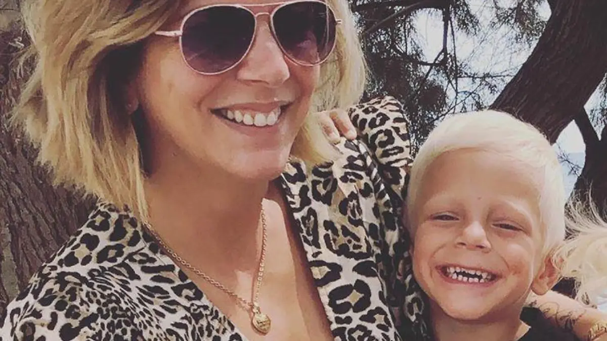 Danni Büchner mit Sohn Diego und Tochter Jenna.