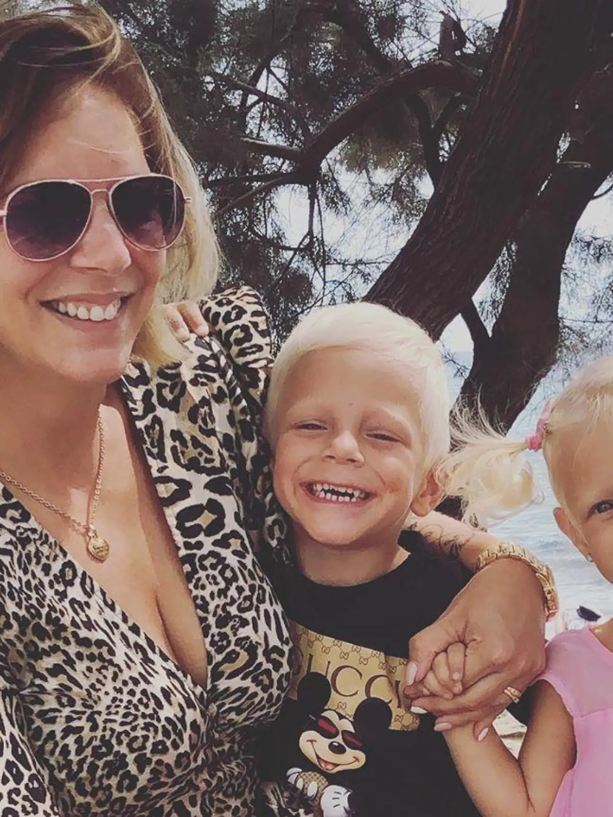 Danni Büchner mit Sohn Diego und Tochter Jenna.