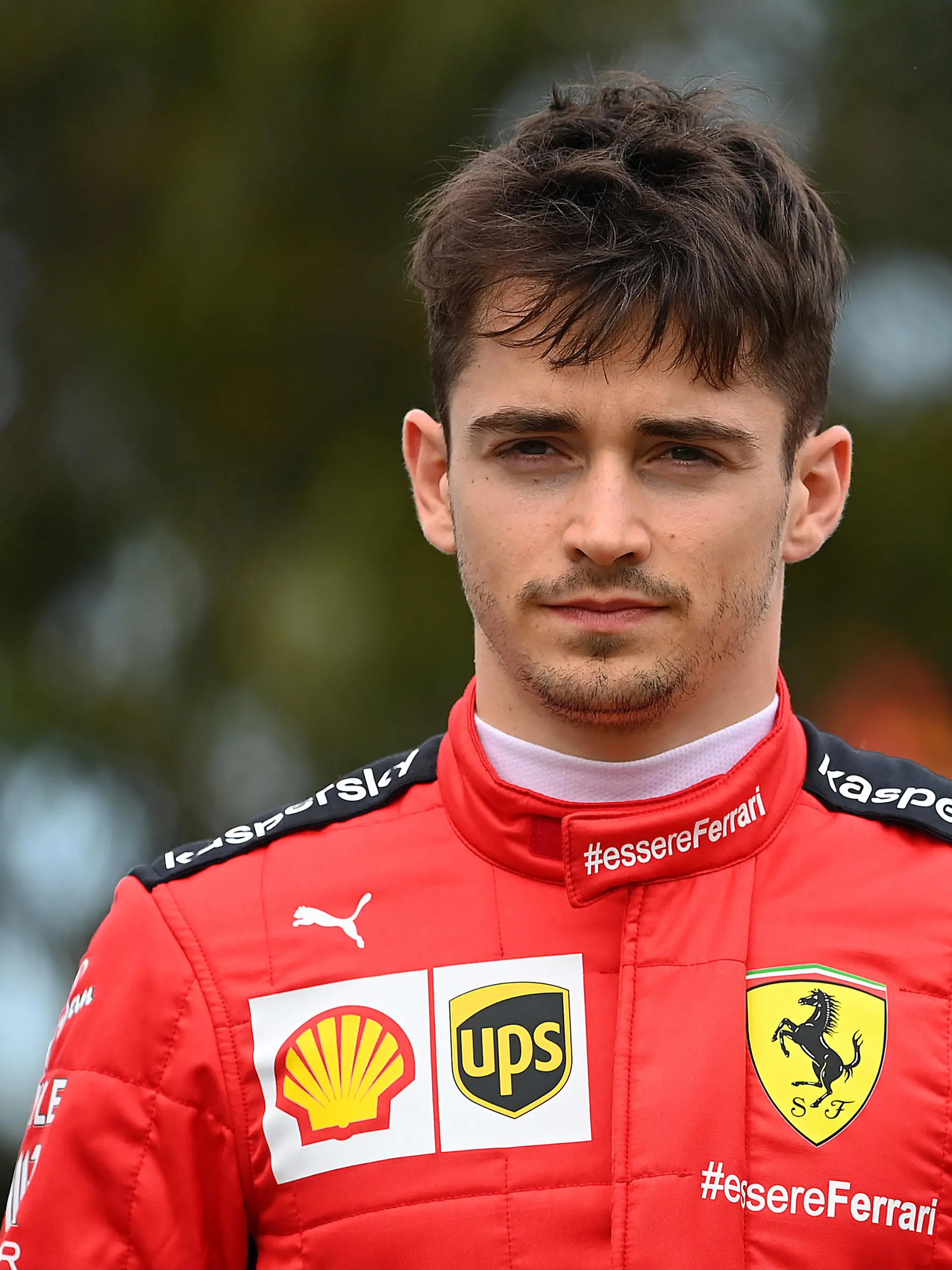 MELBOURNE, AUSTRALIA - MARCH 12: Charles Leclerc of Monaco and Ferrari looks on in the Paddock during previews ahead of the F1 Grand Prix of Australia at Melbourne Grand Prix Circuit on March 12, 2020 in Melbourne, Australia. (Photo by Clive Mason/Getty Images)