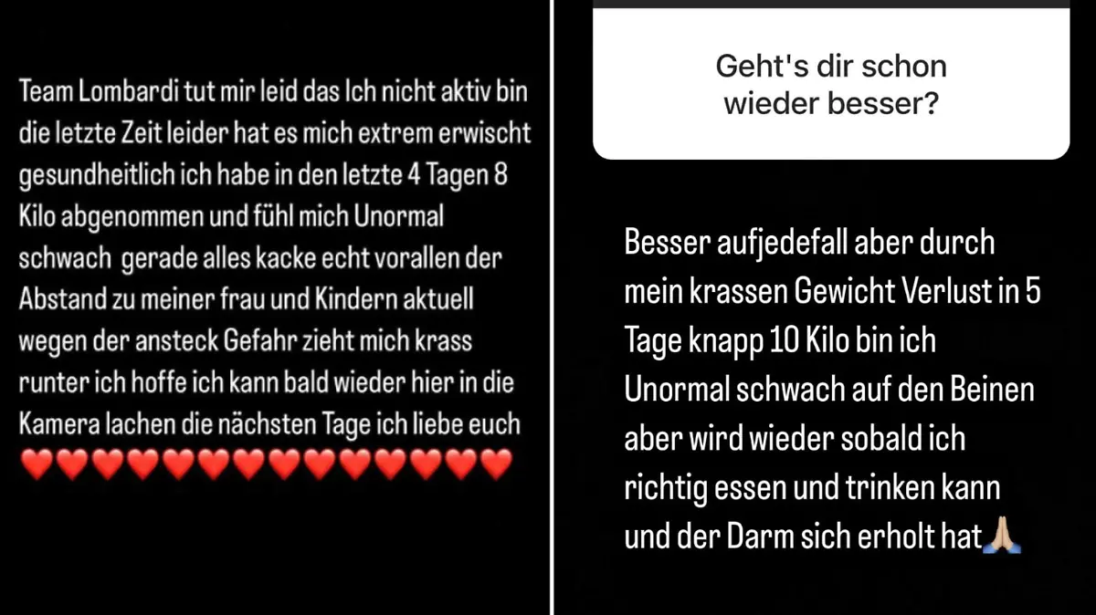 Pietro Lombardi meldets ich in seiner Instagram-Story krank