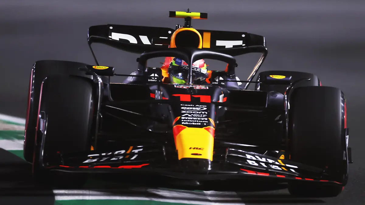 JEDDAH, SAUDI ARABIA - MARCH 18: Sergio Perez of Mexico driving the (11) Oracle Red Bull Racing RB19 on track during qualifying ahead of the F1 Grand Prix of Saudi Arabia at Jeddah Corniche Circuit on March 18, 2023 in Jeddah, Saudi Arabia. (Photo by Lars Baron/Getty Images)
