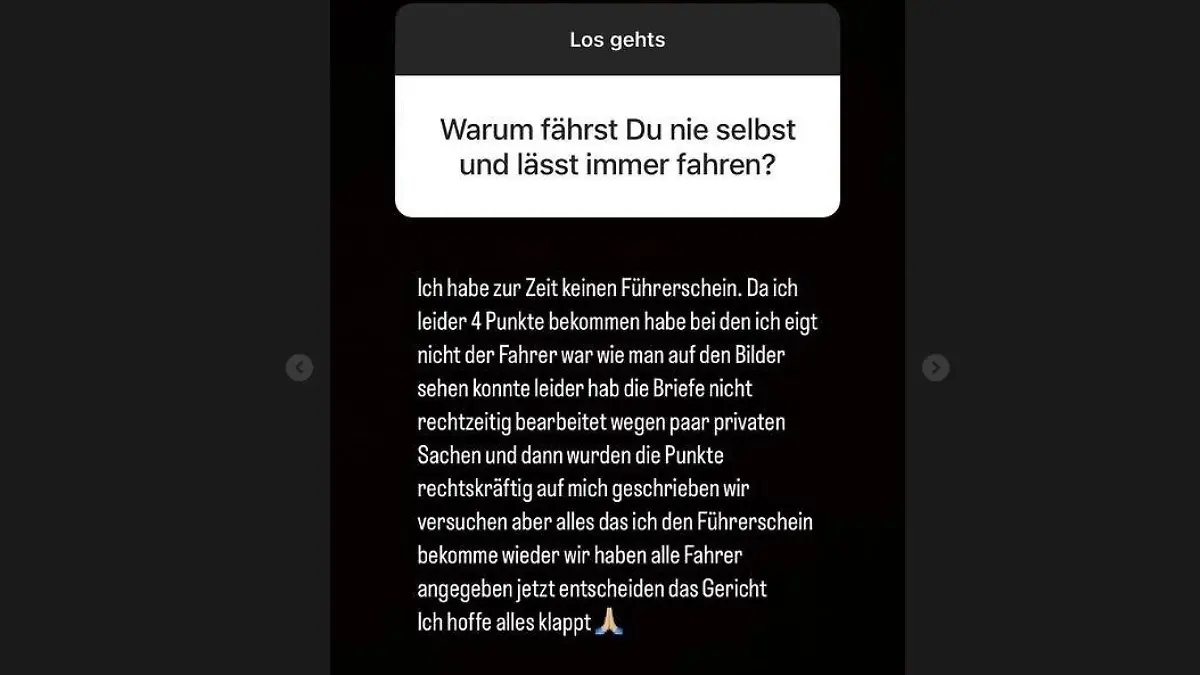 Pietro Lombardis Post auf Instagram
