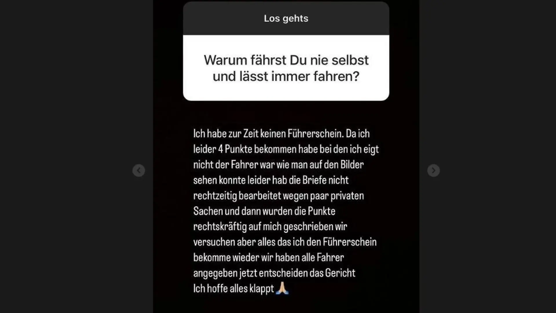 Pietro Lombardis Post auf Instagram