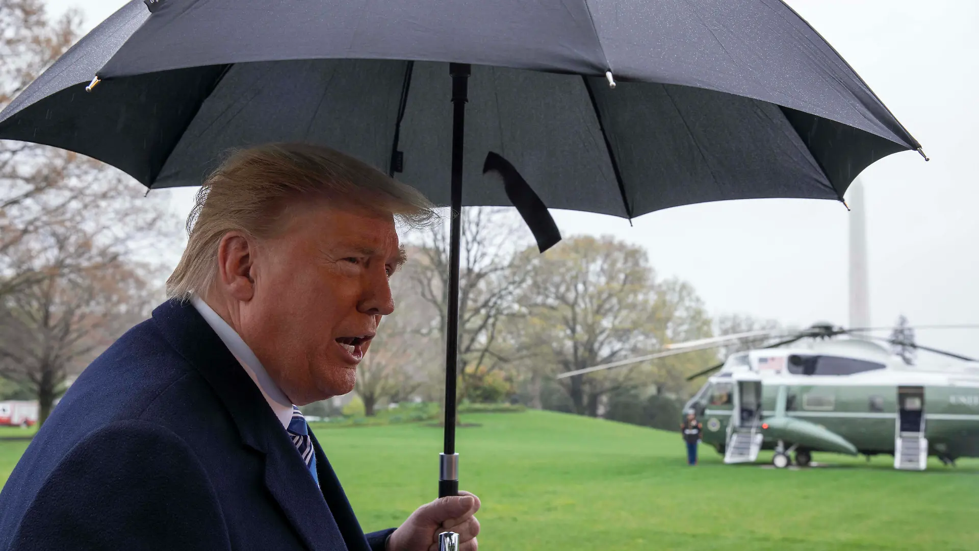 March 28, 2020, Washington, District of Columbia, USA: United States President Donald J. Trump talks to the media before he boards Marine One on the South Lawn of the White House in Washington, D.C., U.S., on Saturday, March 28, 2020. President Donald Trump heads to Naval Station Norfolk to send off The USNS COMFORT for Deployment to New York City for response to the rapid spread of the coronavirus. .Credit: / Pool via CNP Washington USA - ZUMAs152 20200328zaas152005 Copyright: xTasosxKatopodisx