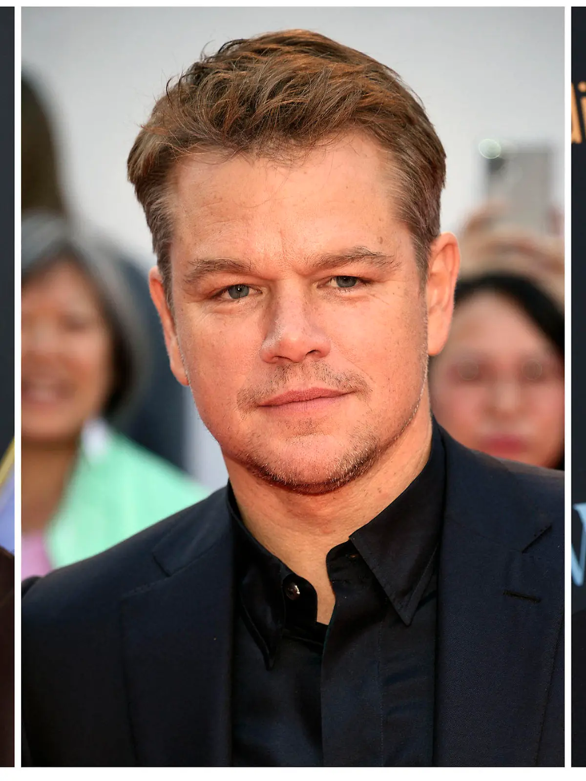 This combination photo shows actors, from left, Laurence Fishburne, Matt Damon and Kate Winslet, who are among the stars of the 2011 thriller “Contagion” who have reunited for a series of public service announcements to warn about COVID-19. They have teamed up with scientists from Columbia University's Mailman School of Public Health to offer four individual homemade videos. (AP Photo)