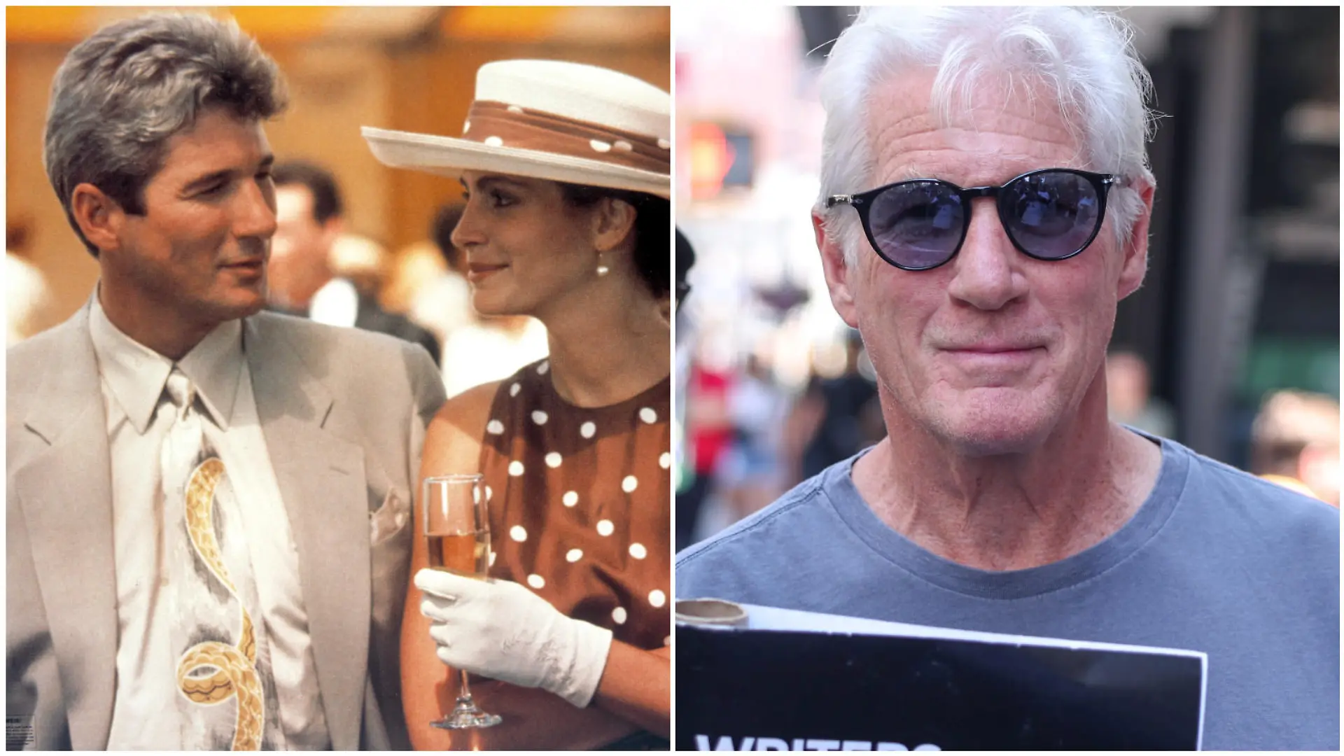 Richard Gere mit Julia Roberts 1990 und heute mit 73 Jahren.