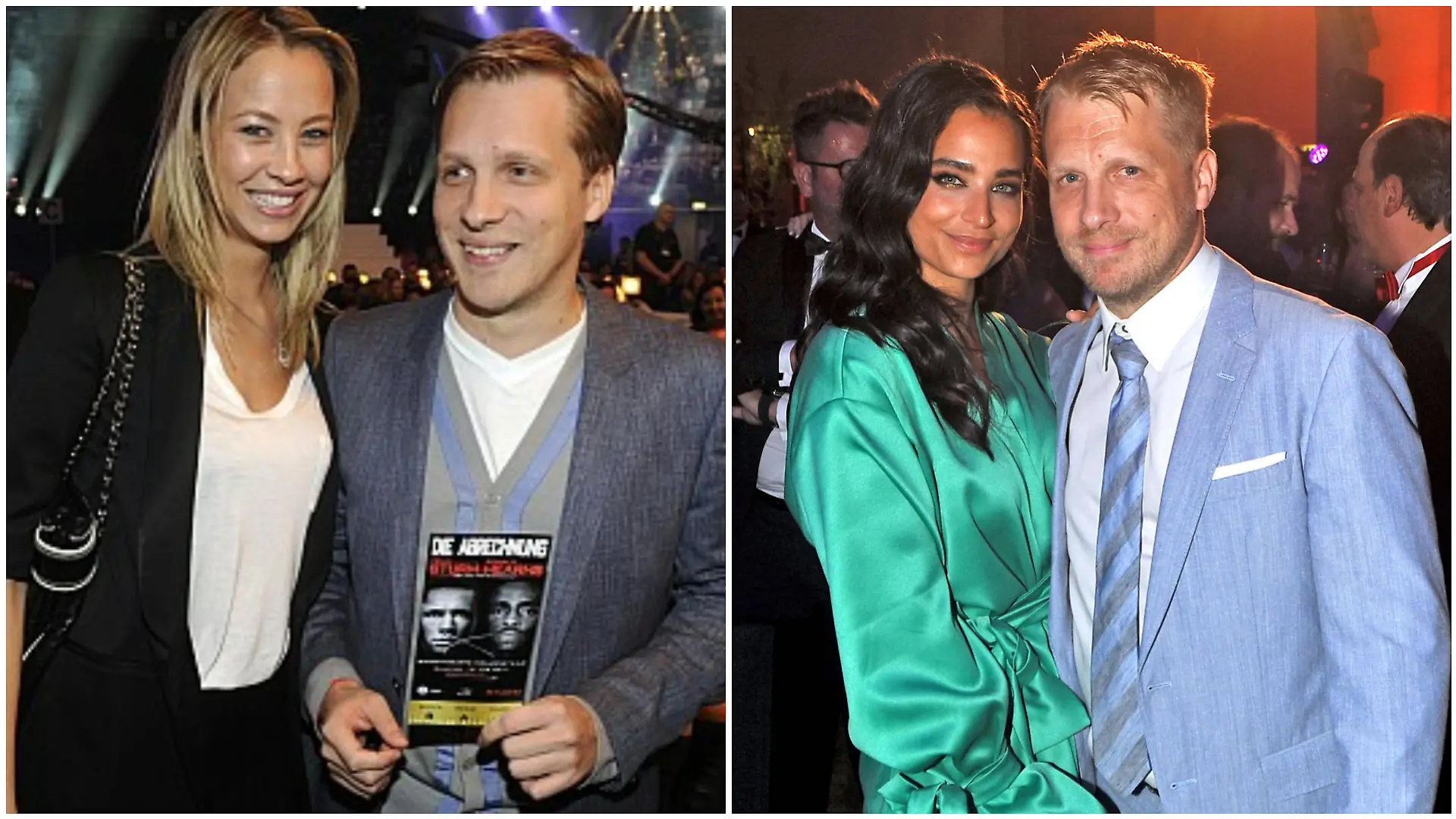 Collage aus 2 Bildern, v.l.: Alessandra Meyer-Wölden mit Oliver Pocher 2011 und Amira Pocher mit Oliver Pocher 2022.