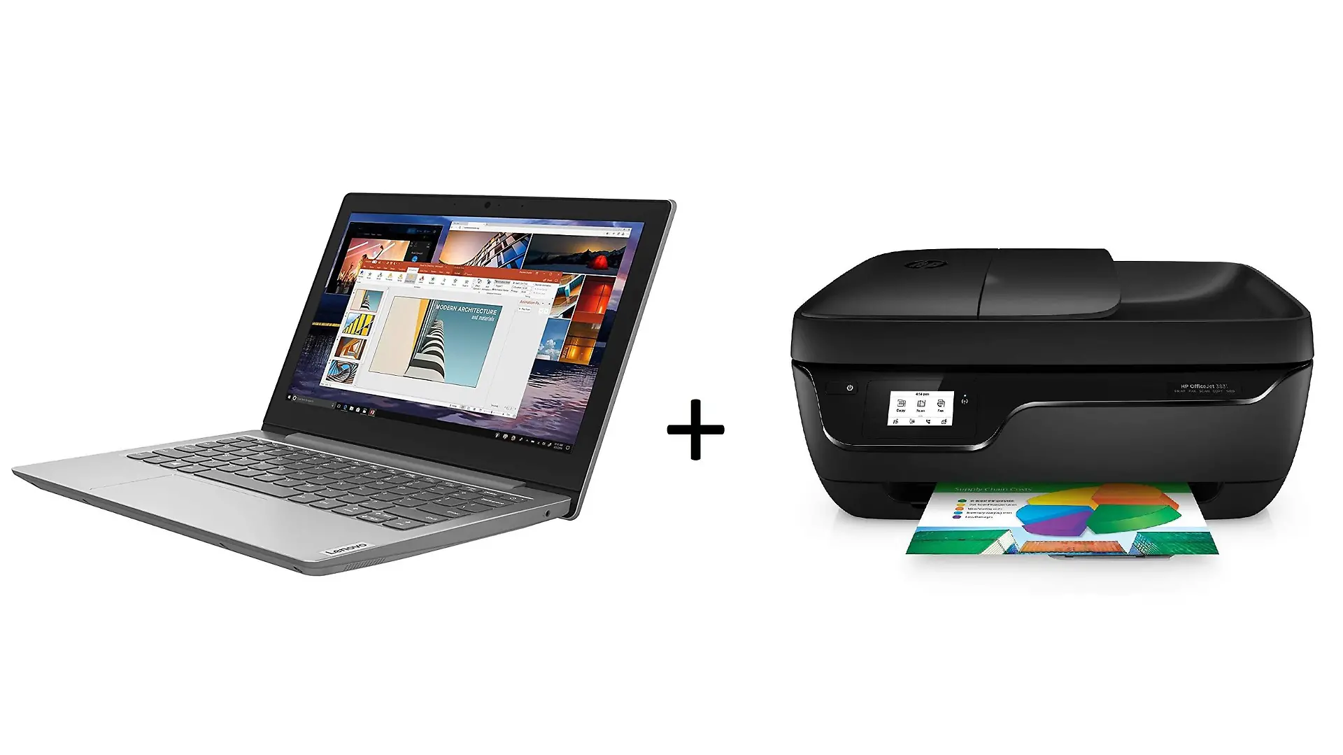Dieses Bundle besteht aus Laptop und Drucker und ist ein günstiger Start ins Homeoffice.