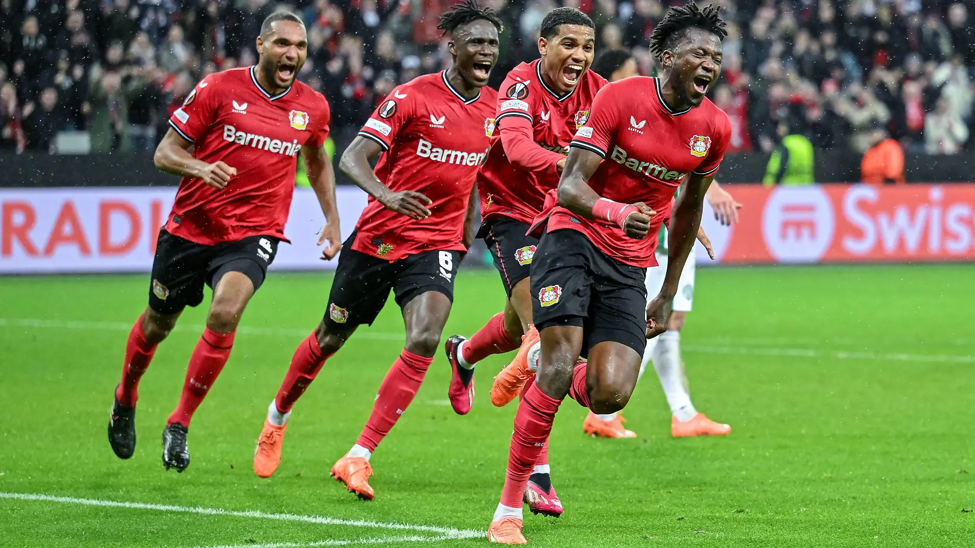 GER, Europa League, Bayer Leverkusen - Ferencvaros Budapest / 09.03.2023, BayArena , Leverkusen , GER, Europa League, Bayer Leverkusen - Ferencvaros Budapest im Bild / picture shows Edmond Tapsoba Bayer Leverkusen 12 jubelt nach seinem Tor zum 2:0. *** GER, Europa League, Bayer Leverkusen Ferencvaros Budapest 09 03 2023, BayArena , Leverkusen , GER, Europa League, Bayer Leverkusen Ferencvaros Budapest in picture picture shows Edmond Tapsoba Bayer Leverkusen 12 cheers after his goal to 2 0 nordphotoxGmbHx/xTeresaxKroeger nordphoto00008
