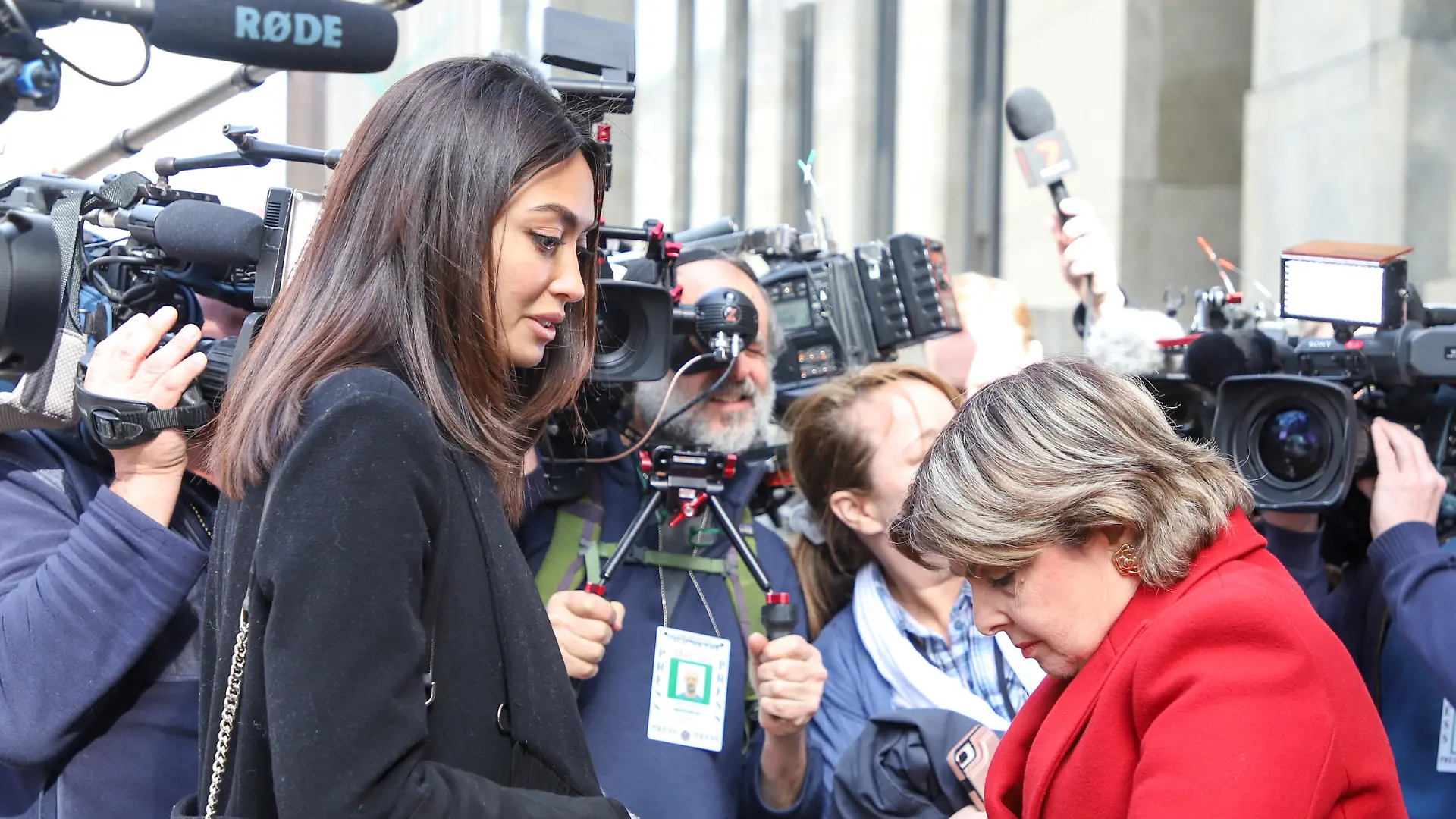 Manhattan court after the conviction of Harvey Weinstein at his rape trial in New York. A jury found Weinstein guilty of rape and sexual assault. The jury found him innocent of the most serious charge, predatory sexual assault, which could result in a life sentence
24 Feb 2020
Pictured: Ambra Battilana Gutierrez,a Filipina-Italian model and Gloria Allred
Ref: SPL5151349 240220 NON-EXCLUSIVE
Picture by: Brazil Photo Press / SplashNews.com
Splash News and Pictures
Los Angeles: 310-821-2666
New York: 212-619-2666
London: +44 (0)20 7644 7656
Berlin: +49 175 3764 166
photodesk@splashnews.com
World Rights,