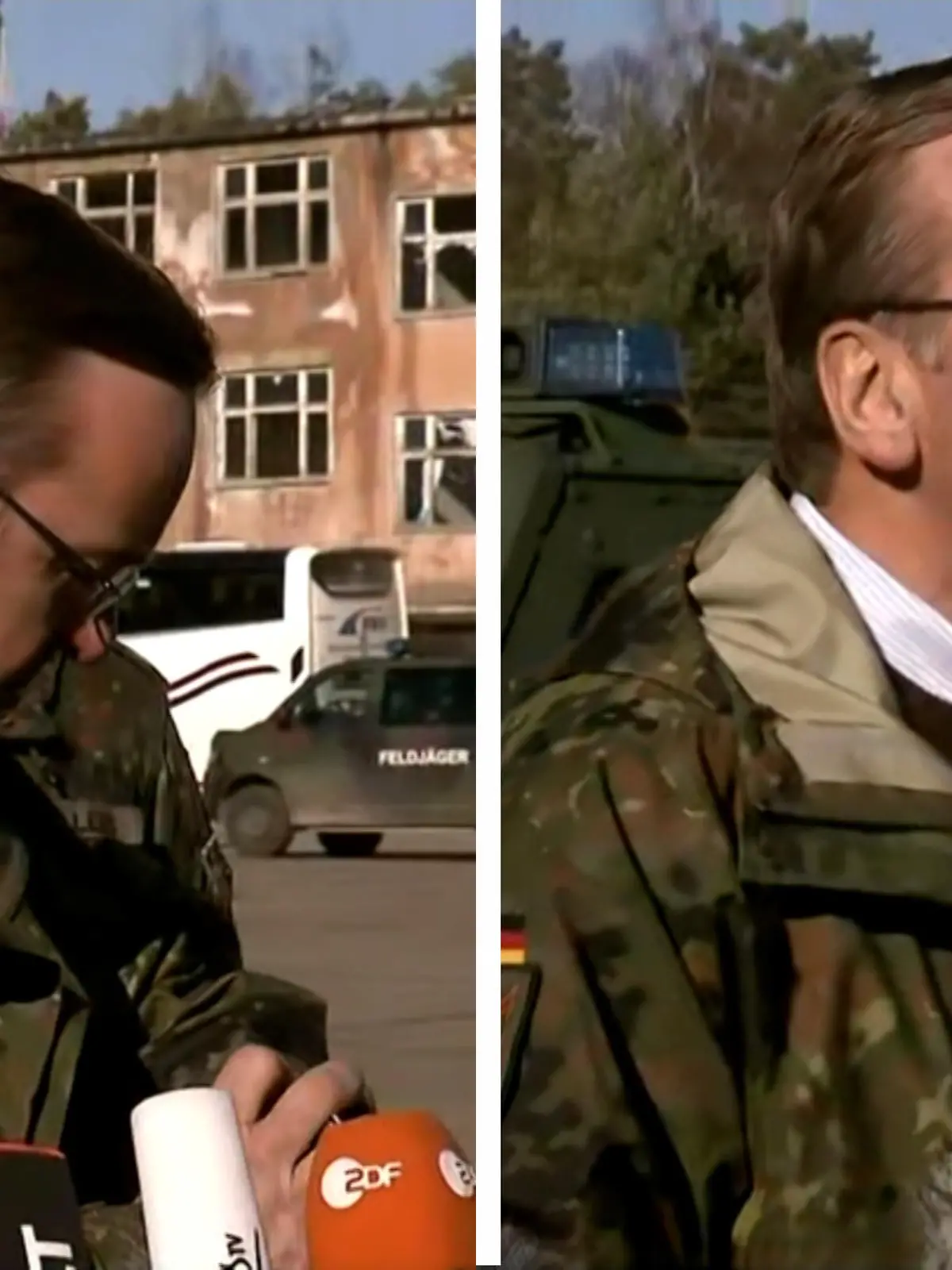 Boris Pistorius war bei einem Pressetermin zu Besuch bei der Bundeswehr. Was dann im Interview passiert, hat auch er nicht kommen sehen.