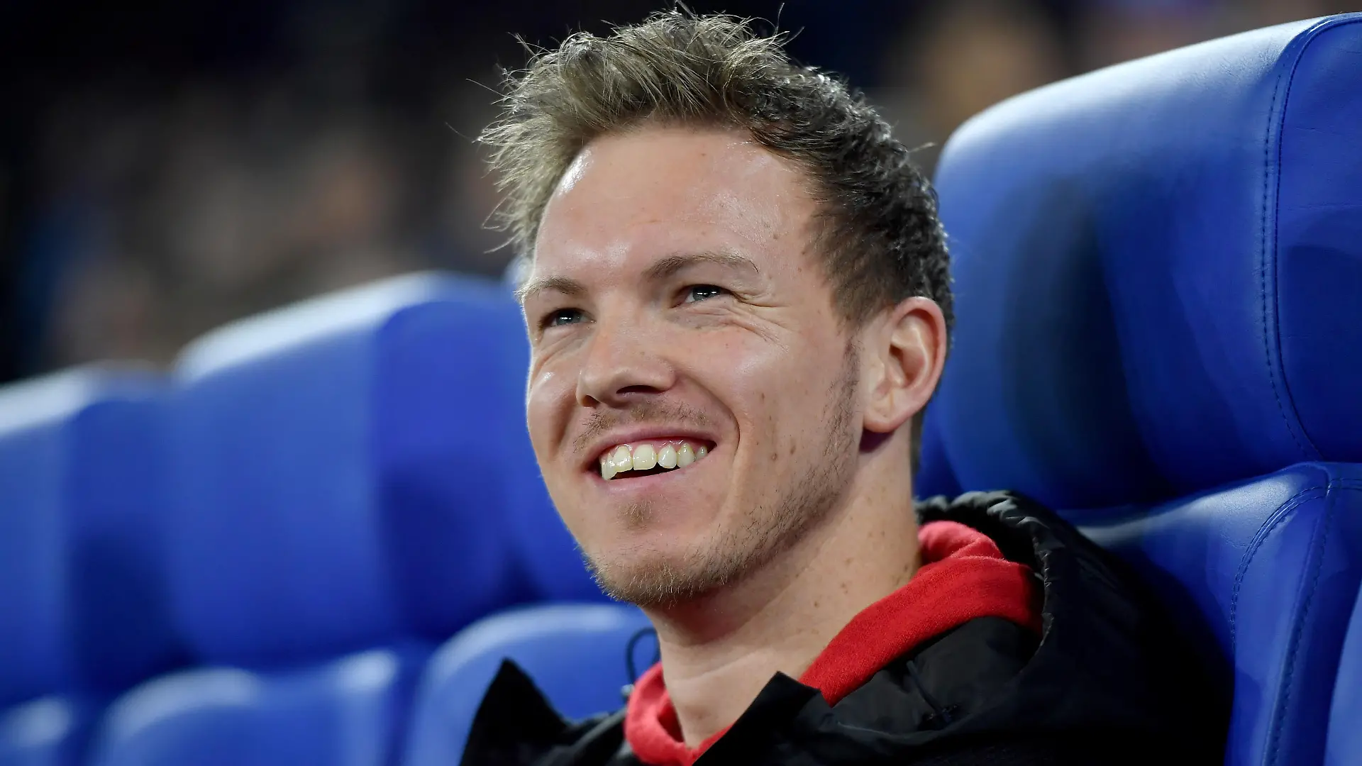 GELSENKIRCHEN, GERMANY - FEBRUARY 22: Leipzig's head coach Julian Nagelsmann looks on prior to the Bundesliga match between FC Schalke 04 and RB Leipzig at Veltins-Arena on February 22, 2020 in Gelsenkirchen, Germany. (Photo by Frederic Scheidemann/Bongarts/Getty Images)
