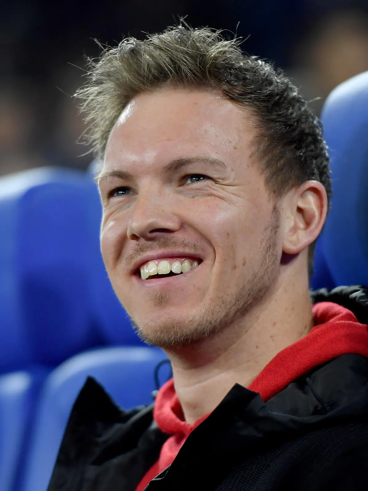GELSENKIRCHEN, GERMANY - FEBRUARY 22: Leipzig's head coach Julian Nagelsmann looks on prior to the Bundesliga match between FC Schalke 04 and RB Leipzig at Veltins-Arena on February 22, 2020 in Gelsenkirchen, Germany. (Photo by Frederic Scheidemann/Bongarts/Getty Images)
