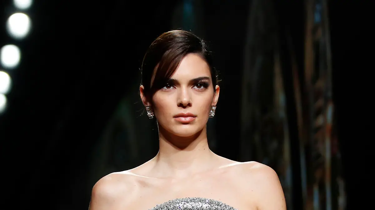 Kendall Jenner wears a creation as part of Versace Fall/Winter 2020/2021 collection, presented in Milan, Italy, Friday, Feb. 21, 2020. (AP Photo/Antonio Calanni)